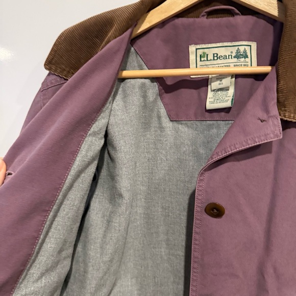 LLBean Barn Jacket Coat Vintage Purple Jacket with Corduroy Brown Collar - Picture 7 of 9